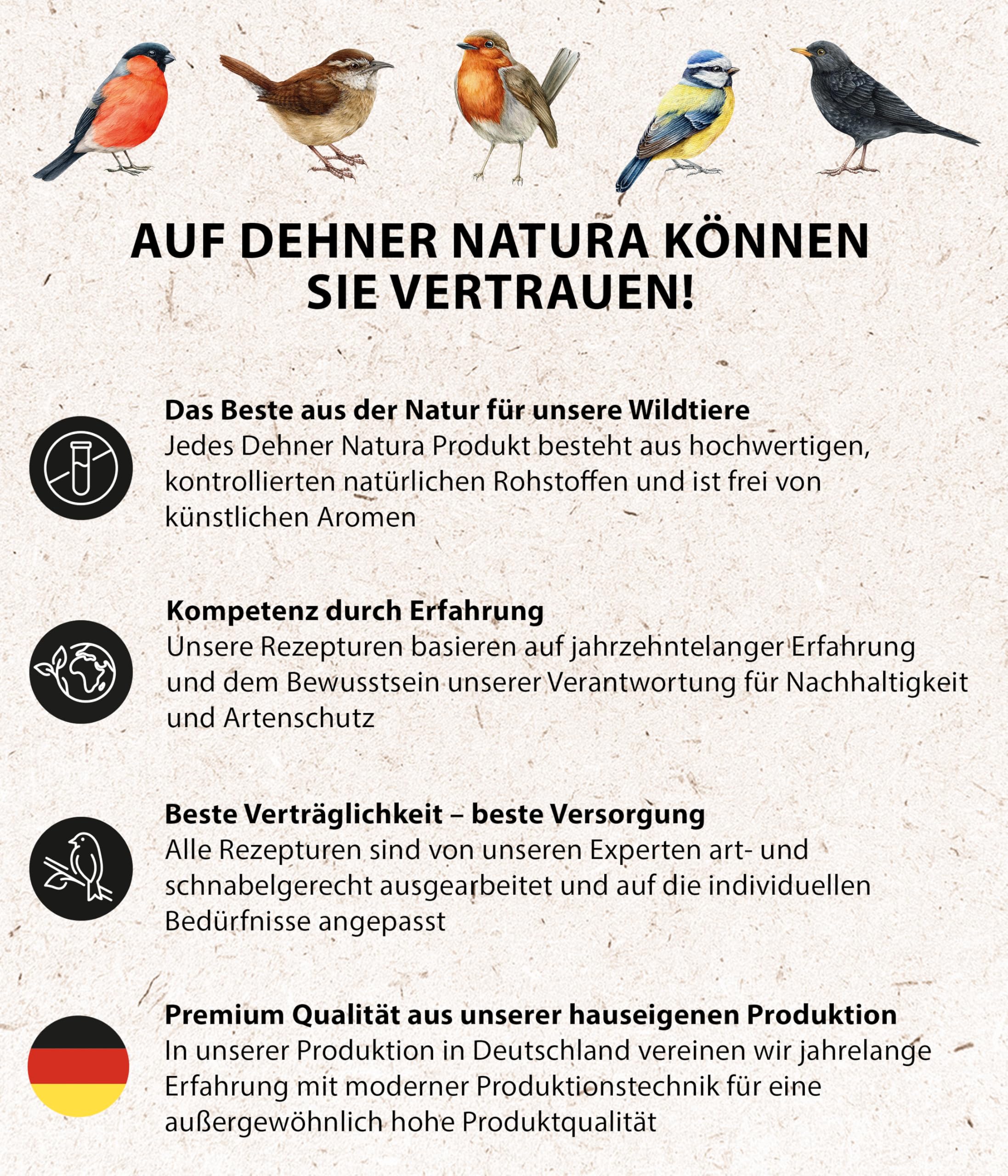 Dehner Natura Premium Wildvogelfutter, Streufutter schalenfrei, Ganzjahresfutter proteinreich / energiereich, hochwertiges Vogelfutter für Wildvögel, 3.6 kg 3