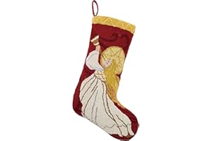 Peking Handicraft 31SERX379MC Heavenly Angel Holiday Hook Stocking, 20-inch Long, Wool and Cotton