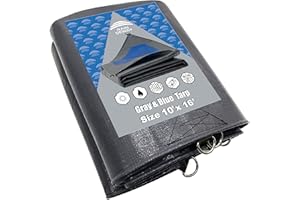 RAINDEWAY Tarps Heavy Duty Waterproof 10x16 Feet -14 Mils Super Heavy Duty Tarp with Metal Rings and Reinforced Corners and Edges, UV Resistant, Multipurpose Poly Tarp,Blue/Gray tarp