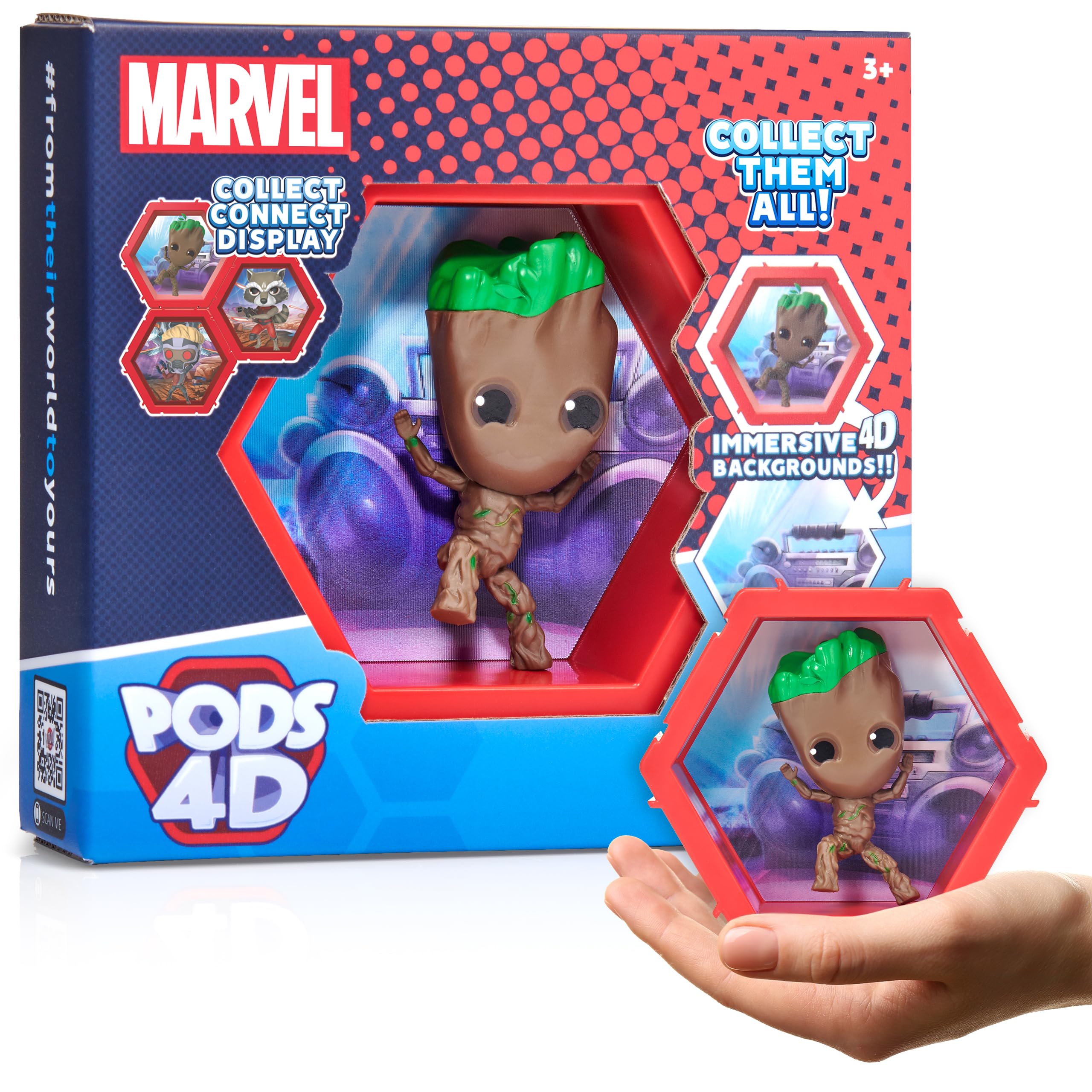 WOW! PODS 4D MARVEL Groot | Connectable Collectable Bobble-head figure that Bursts from their World into Yours | Wall or Shelf Display | MARVEL Toys and Gifts | Series 1 no. 409 — image 1