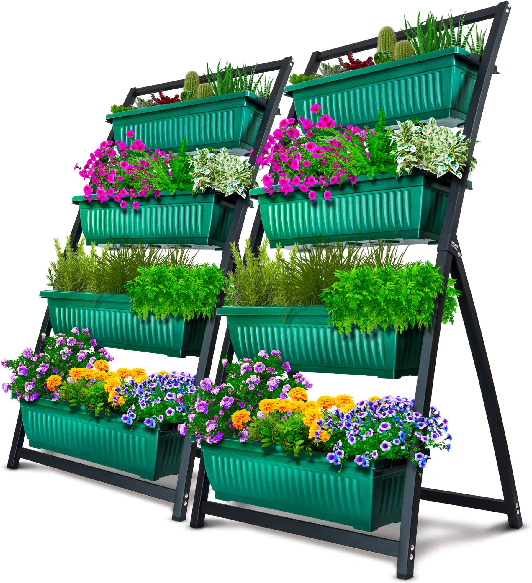 4-Ft Raised Garden Bed - Vertical Garden Freestanding Elevated Planters 4 Container Boxes - Good for Patio Balcony Indoor Outdoor - Cascading Water Drainage