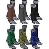 Fourluoo Women Toe Socks Cotton Crew Breathable Socks with Toes for Women Men Athletic Running