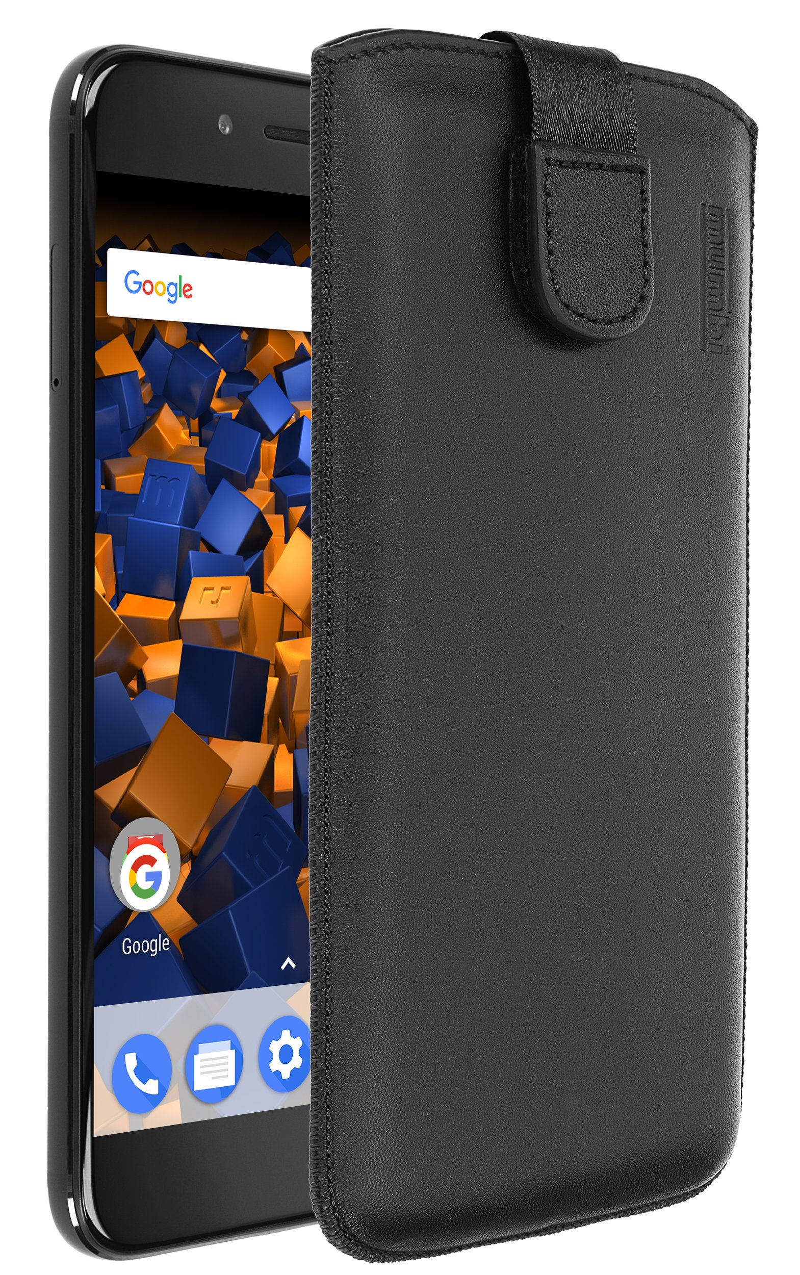 mumbi Genuine Leather Case Compatible with Xiaomi Mi A1 Black
