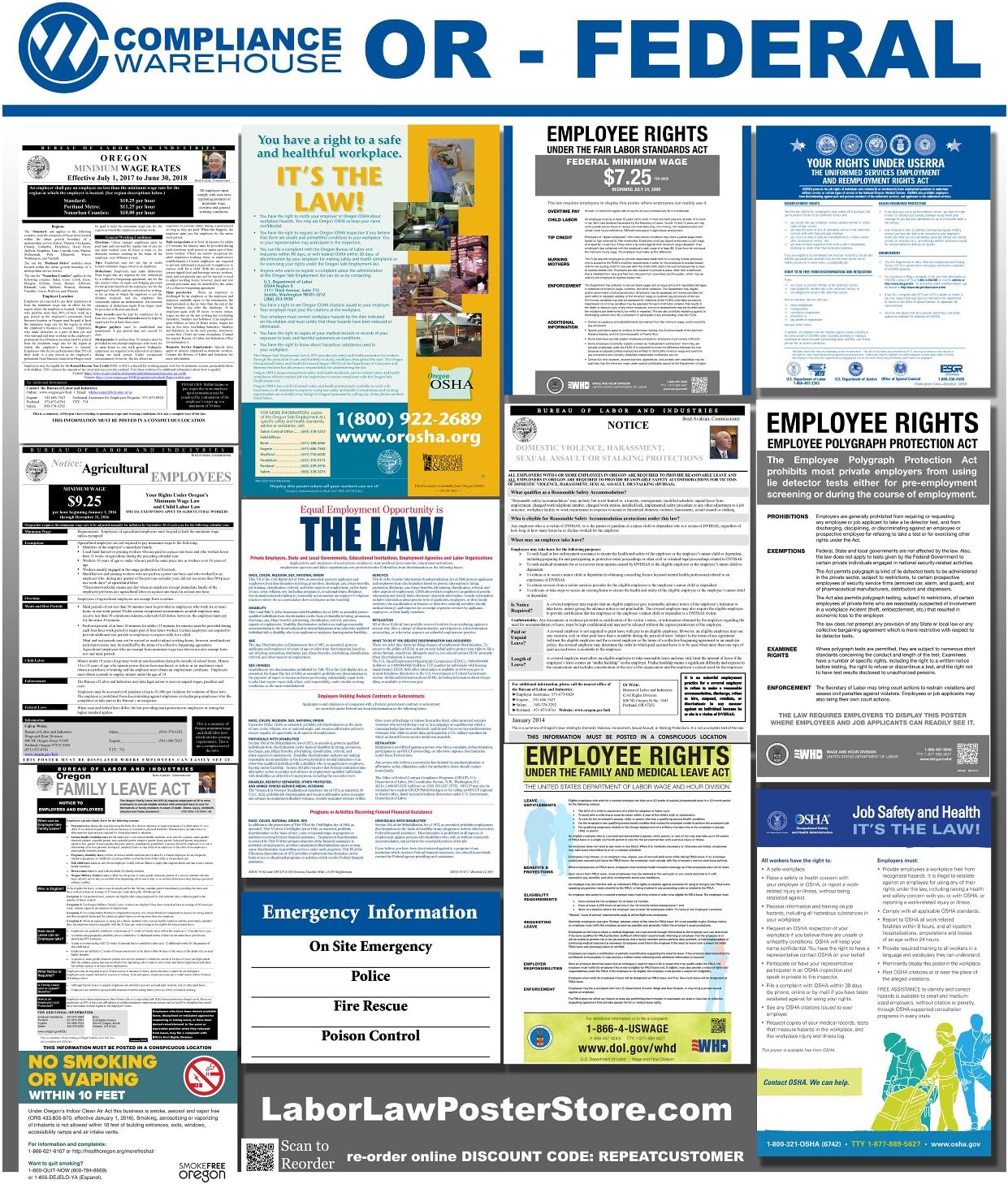 Amazon.com : 2020 Oregon Laminated OR State Federal All in 1 Labor Law ...