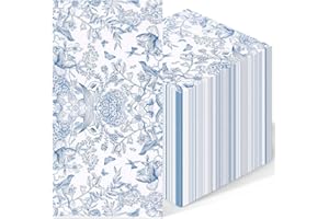 60pcs Blue Floral Napkins, Blue and White Chinoiserie Cocktail Napkins Paper (60)