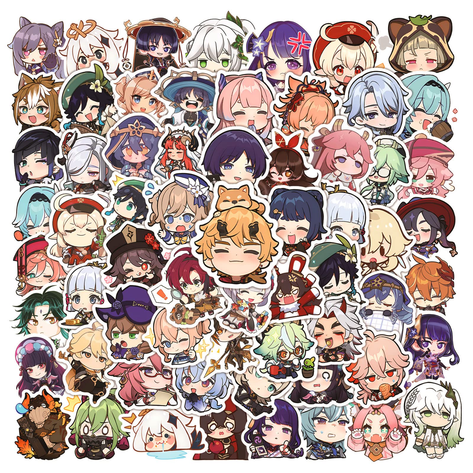 100Pcs Genshin Impact Stickers Laptop Car Scrapbook Phone Skateboard Suitcase Luggage Bike Genshin Impact Stickers Vinyl Waterproof Aesthetic Personalised Stickers for Teens Boys Girls Adults Children
