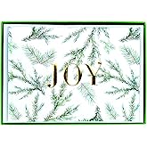 Graphique Joy Branches Holiday Cards - Pack of 15 Cards with Envelopes - Christmas Greetings - Gold Foil and Embossing - Boxed Set - 4.75" x 6.625"