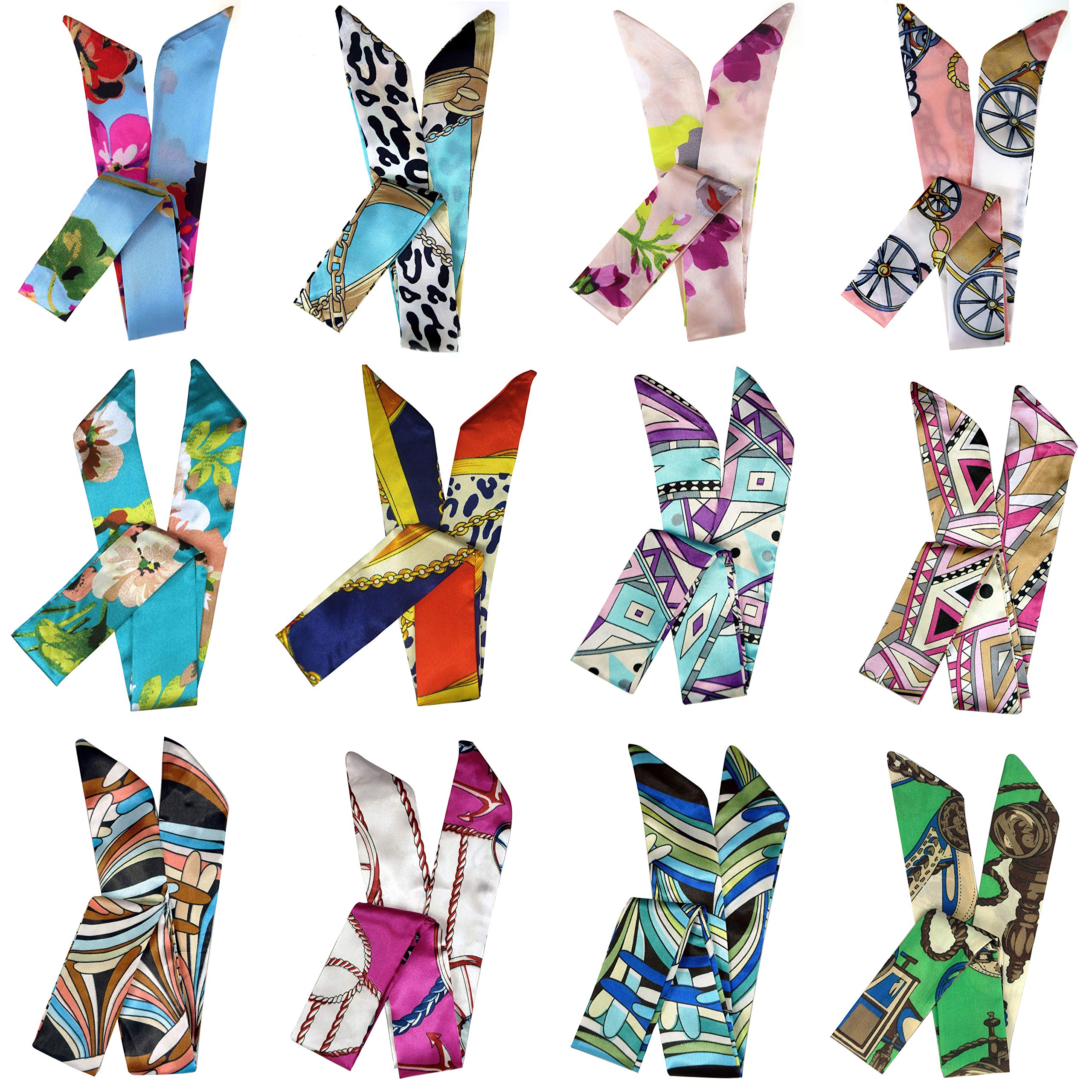 12 Set Mixed Designs Satin Head Hair Handbag Handle Highlights Scarf Tie Bundle 12 Set Mixed Designs Satin Head Hair Handbag Handle Highlights Scarf Tie Bundle