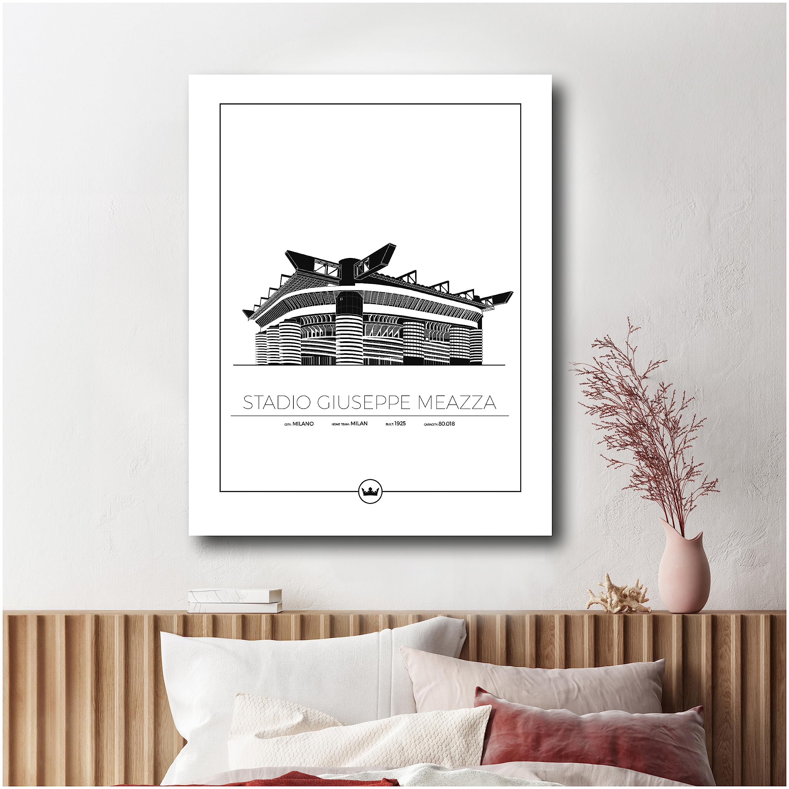 Sverigemotiv San Siro Milan Football Stadium Wall Art Print — Artwork Football Gifts for Boys Girls Men Fans — Home of the Rossoneri Unframed Poster 50x70 cm