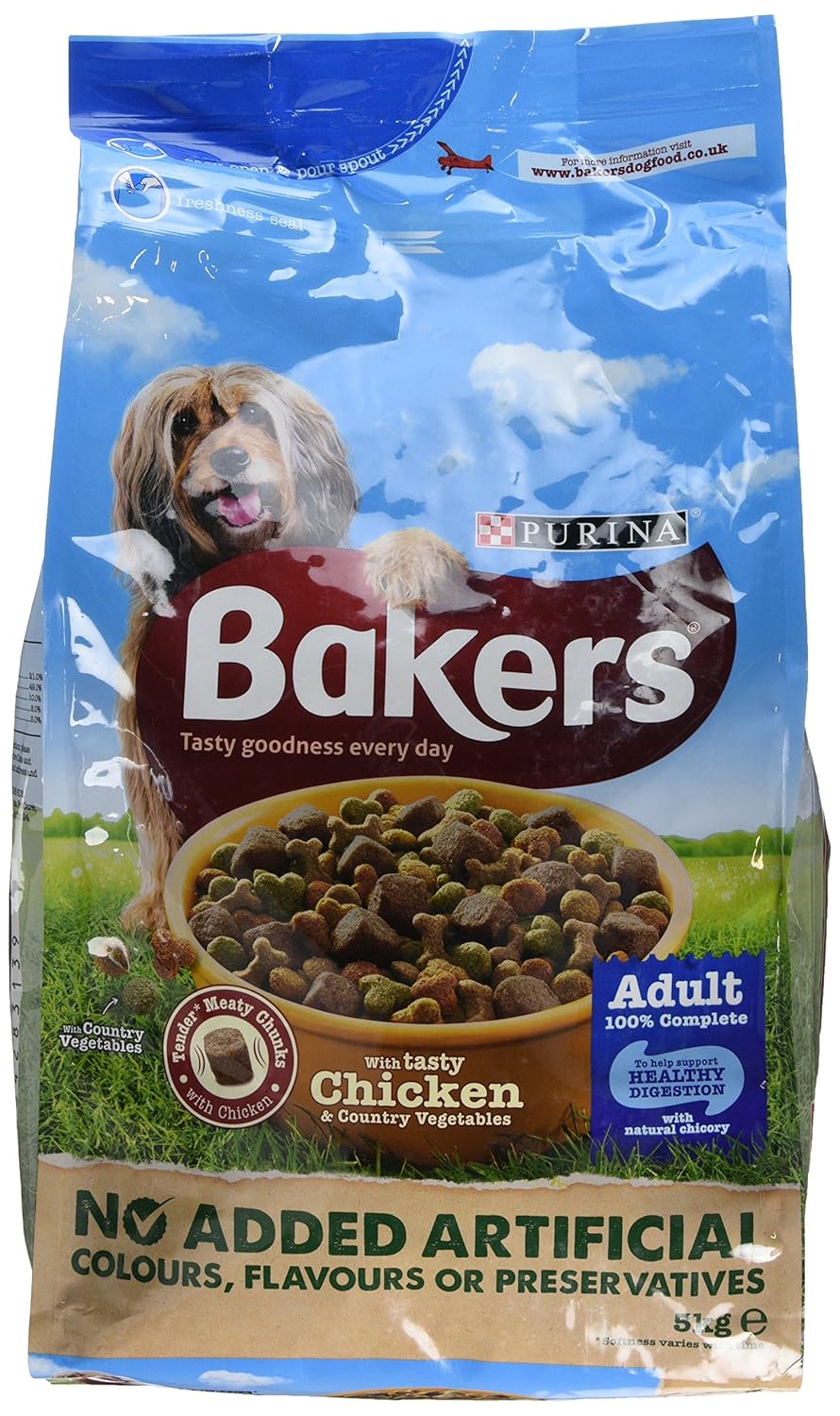 Bakers Complete Dog Food Tender Meaty Chunks Tasty Chicken and Country