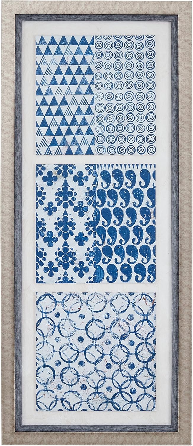 Amazon Com Stone Beam Boho Blue 3 Tile Wall Art Tryptych Ii