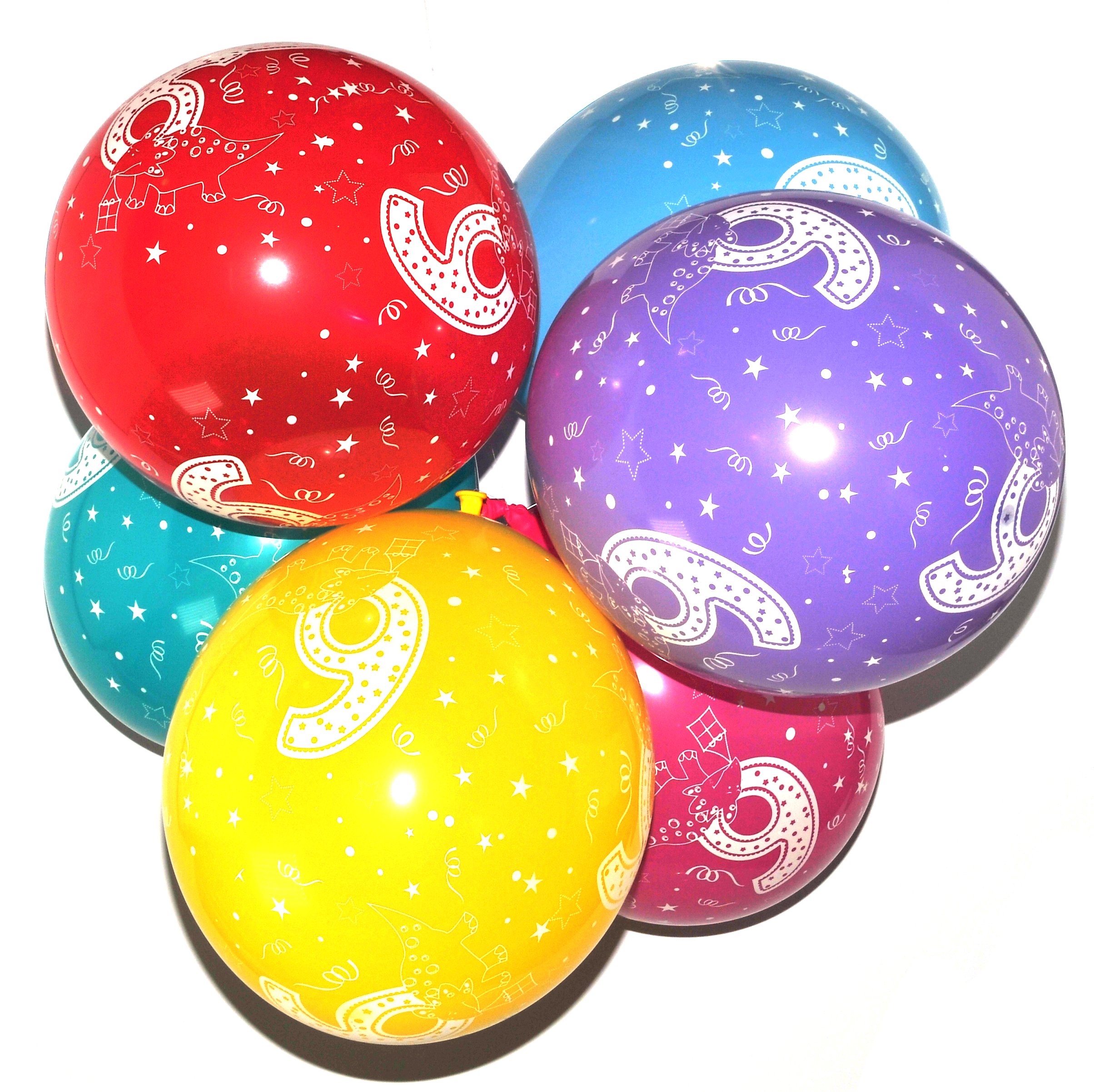 Happium 6th Birthday Balloons, 12" Multicoloured Numbers Printed Latex Age Balloons, Digit 6 for Girls Boys 6 Year Old Birthday Decorations, 6th Anniversary Party (Pack of 10)