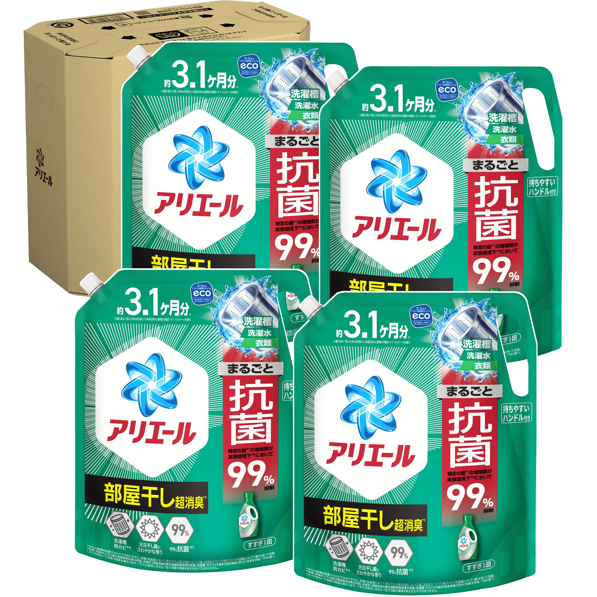 P&G アリエール 洗濯洗剤 超抗菌プレミアム 詰め替えの商品画像