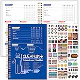 Cleaning Planner & Checklist, Undated Daily Weekly Household Cleaning Schedule Organizer, Home Cleaning Journal to Stay Neat, Organized & Stress-Free（Blue）