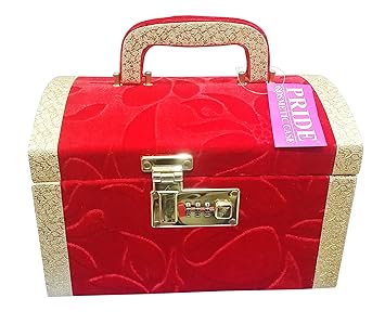 Pride Faux Leather Maroon-Gold Soft Sided Luggage Cosmetic Cases