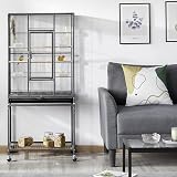 Yaheetech Large Bird Cage Flight Parrot Cage with Rolling Stand Black view 2