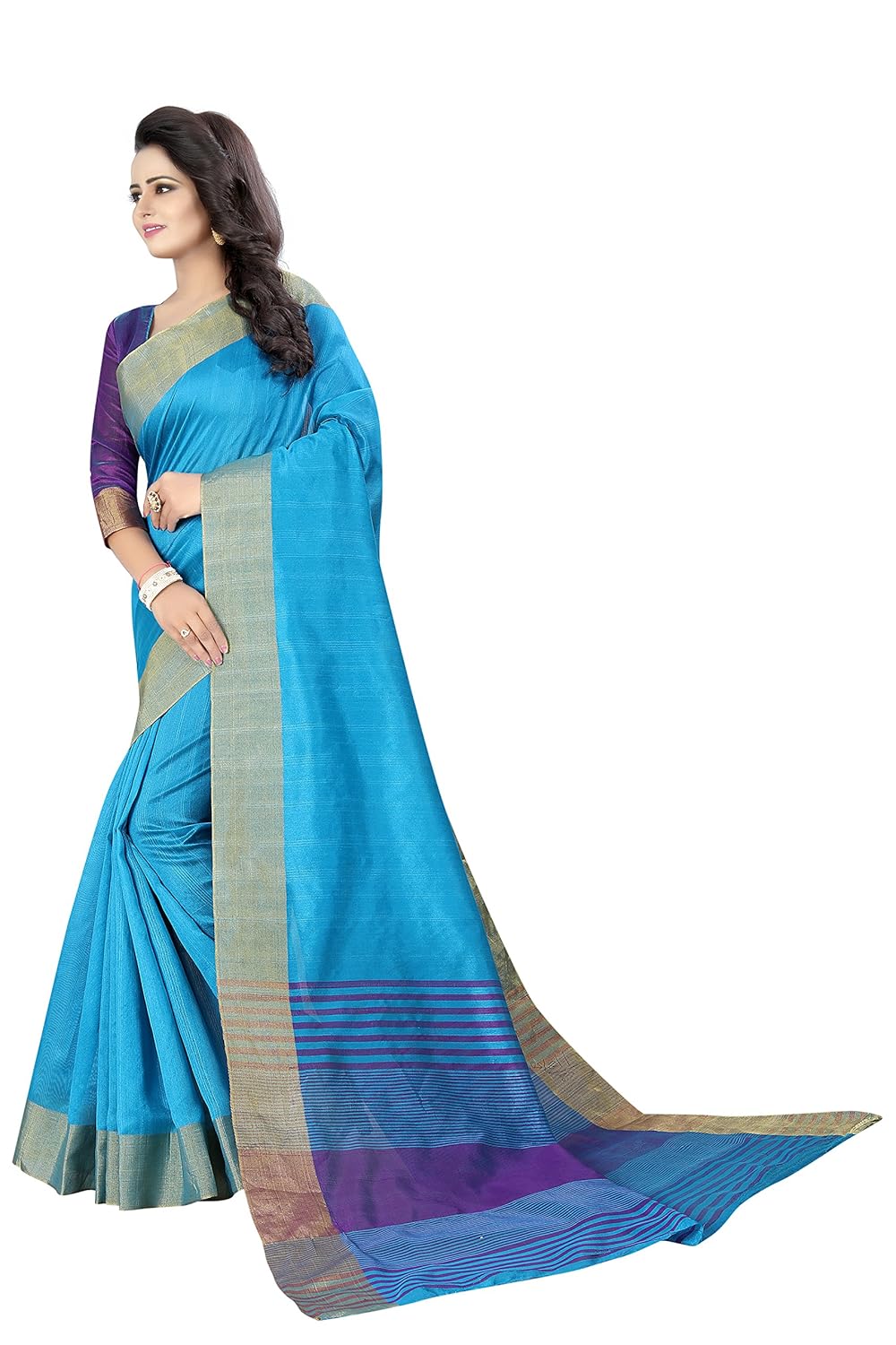 perfectblue cotton saree with blouse piece