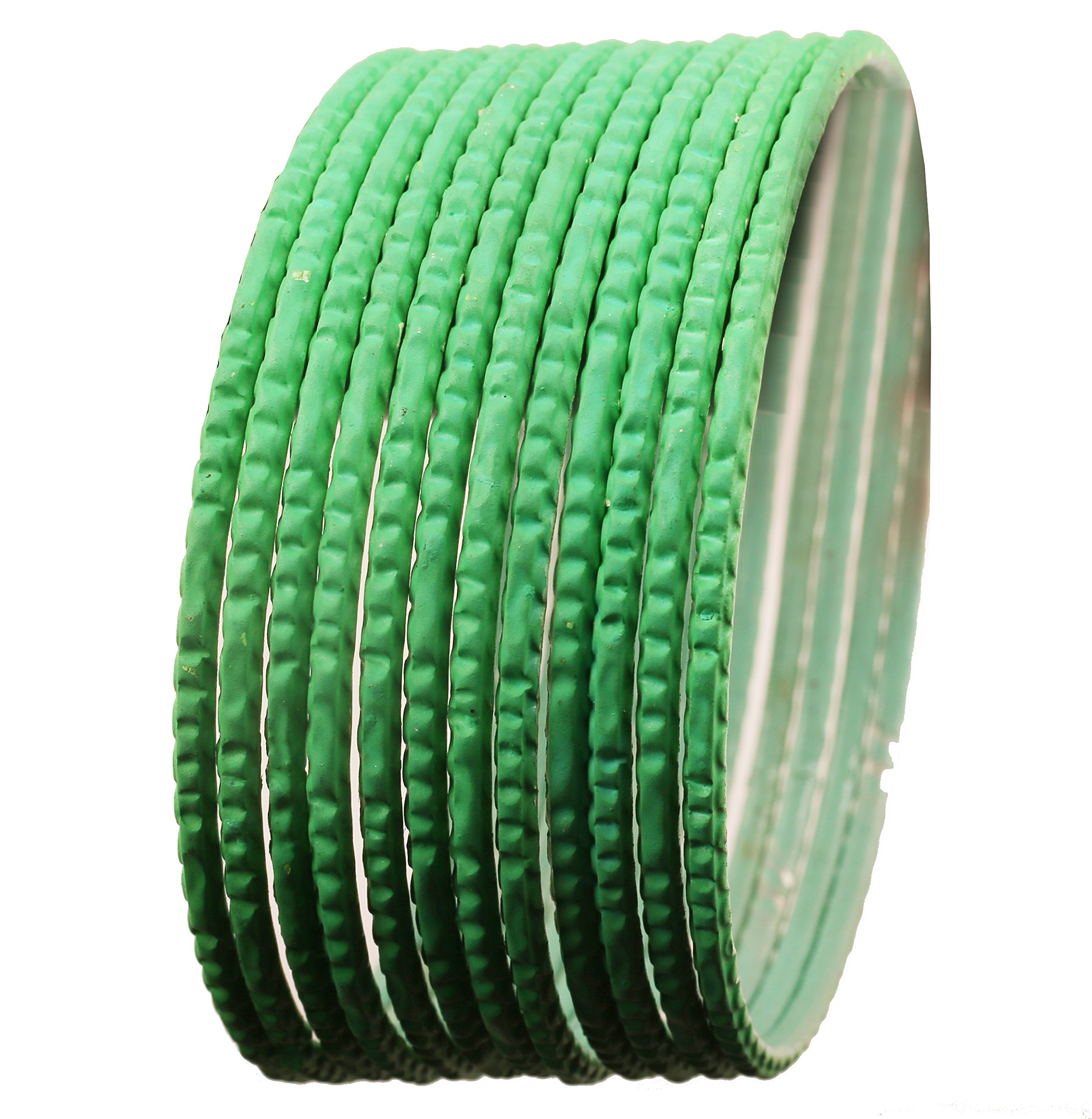 Touchstone New Colorful Dozen Bangle Collection Indian Bollywood Alloy Metal Textured Sea Green Color Charming Thing Bangle Bracelets Set of 12 for Women.
