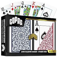 Copag Playing Cards 1546 Elite Design 100% Plastic 1 Set (2 Decks) Red Blue Poker Size Jumbo Index