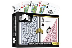 Copag Playing Cards 1546 Elite Design 100% Plastic 1 Set (2 Decks) Red Blue Poker Size Jumbo Index