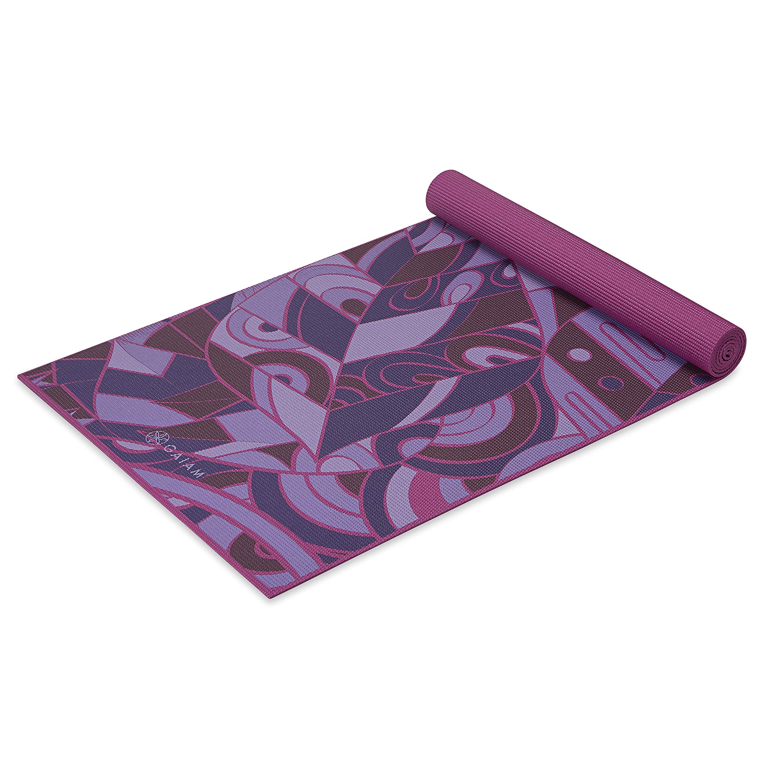 Gaiam Yoga Mat - Classic 4mm Print Thick Non Slip Exercise & Fitness Mat for All Types of Yoga, Pilates & Floor Workouts (68" x 24" x 4mm)