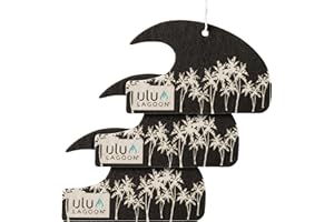 ulu Lagoon Hanging Car Air Freshener | Tropical Beach Coconut Surf Wax Scent Mini Wave | Long Lasting Car Freshener, Closet and Beyond | Made In USA | 3 Pack (White Palms)