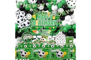 Soccer Birthday Party Decorations 10 Guests Soccer Party Tableware Football Balloons Plates Cups Cake Toppers etc Football Bi