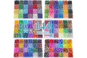 XSEINO About 7200PCS 6mm Glass Beads Bracelet Making Kit,144 Assorted Designs Special Color Series Crystal Floral Pearl Crack Ink Dual Colorful Beads for Bracelet and DIY Crafts and Jewelry Making