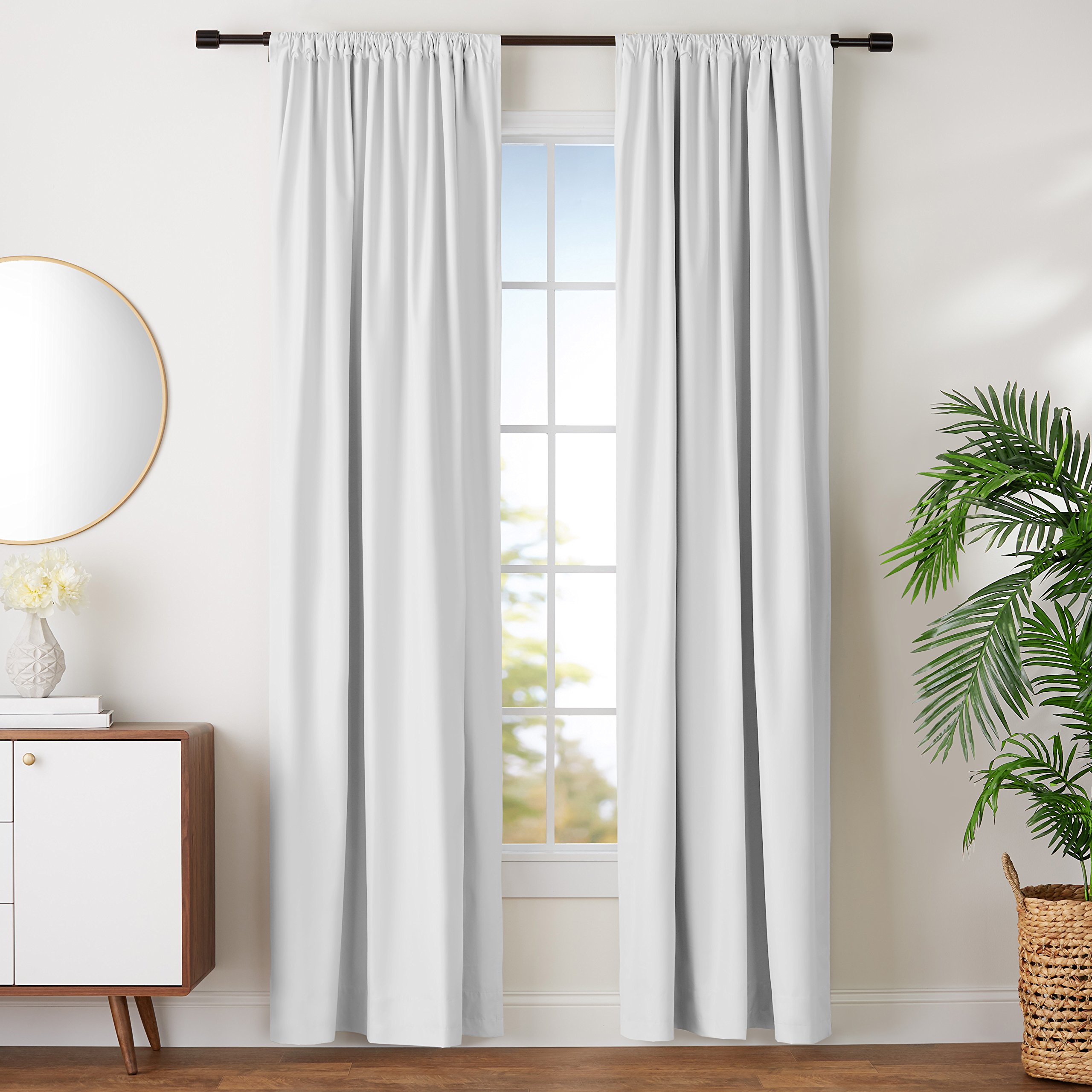 AmazonBasics Room Darkening Blackout Window Curtains with Tie Backs Set