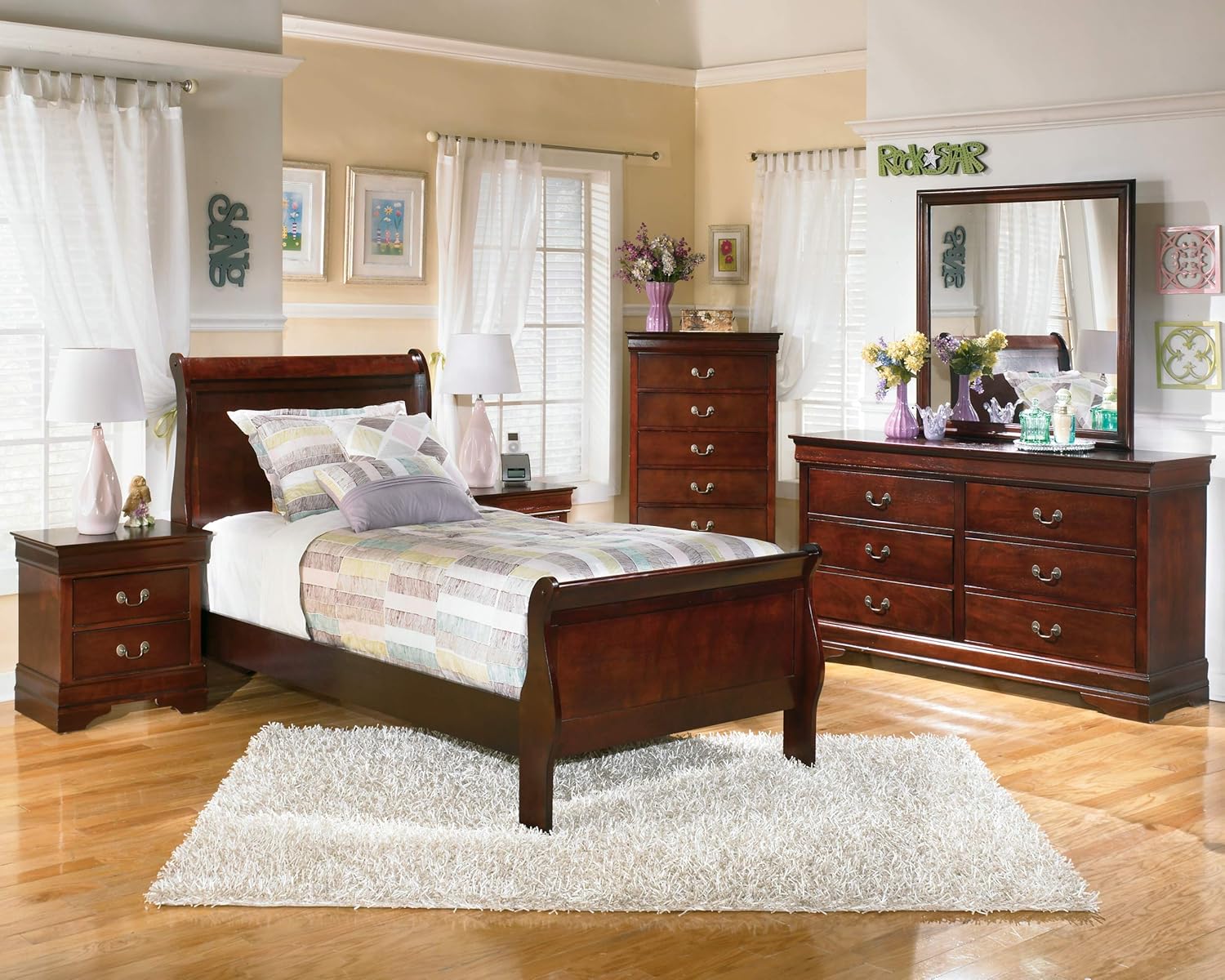 Ashley Furniture Signature Design - Alisdair Nightstand - 2 Drawers - Traditional - Rectangular - Dark Brown: Furniture & Decor