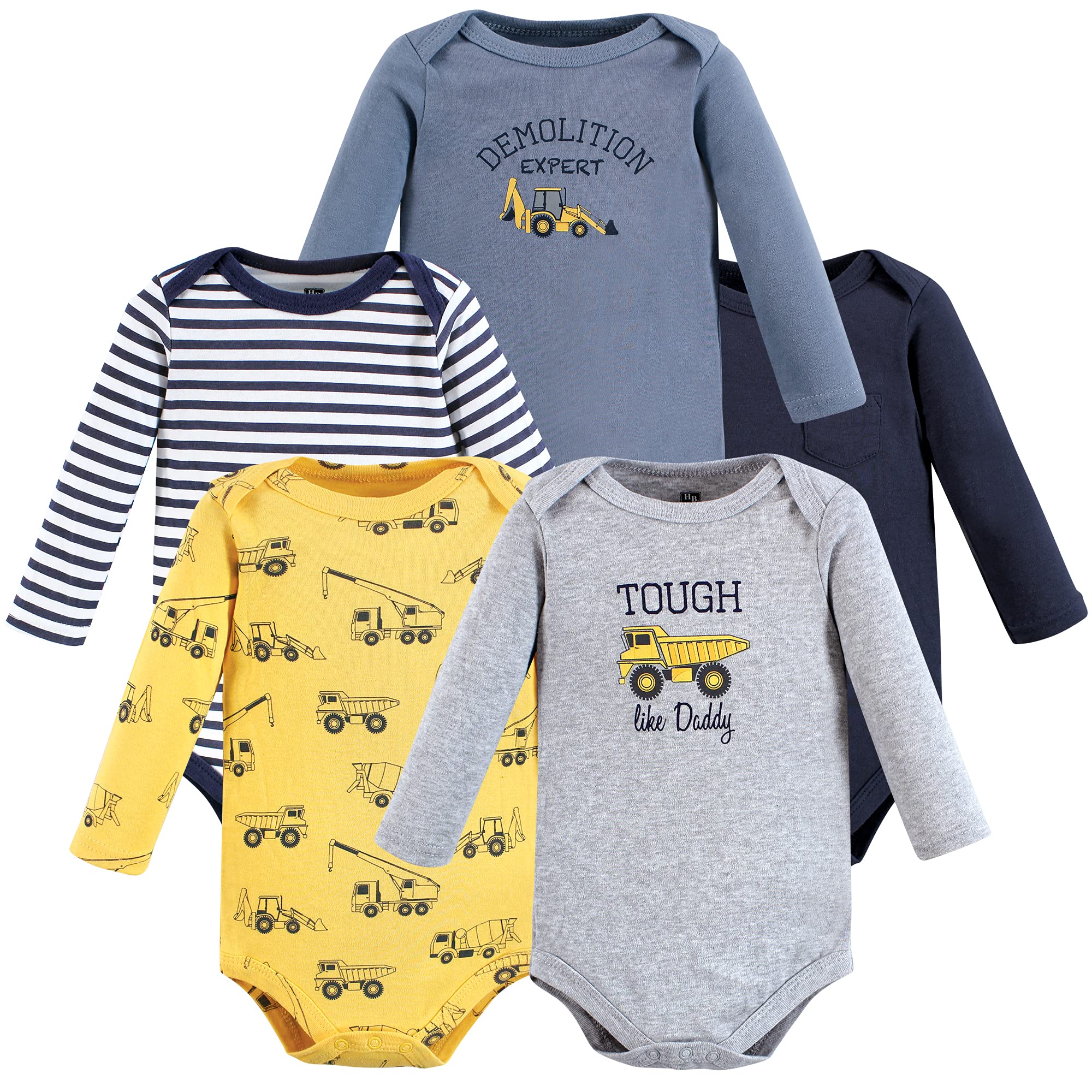 Photo 1 of Hudson Baby baby girls Cotton Long-sleeve Bodysuits and Toddler T Shirt Set, Construction 5-pack, 0-3 Months US