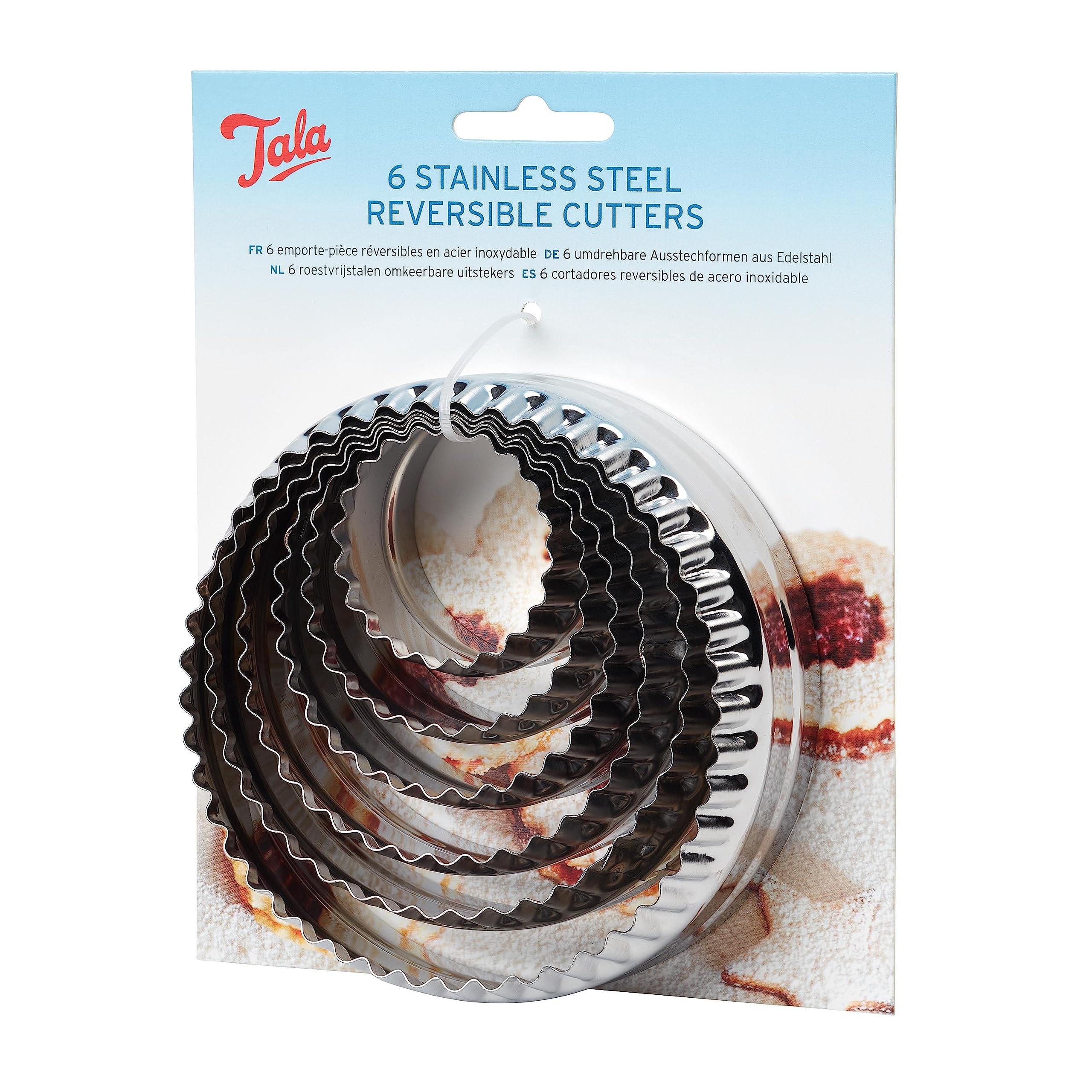 Tala Reversible, Crinkle Cutters, Perfect for Cookie, Scones, and Biscuits, Stainless Steel Cutters, Mirror Polished Metal