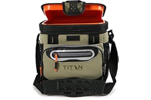 Titan by Arctic Zone Deep Freeze Cooler - 9 Can Zipperless Hardbody Cooler with Deep Freeze Insulation, HardBody Liner, and SmartShelf - Moss Green