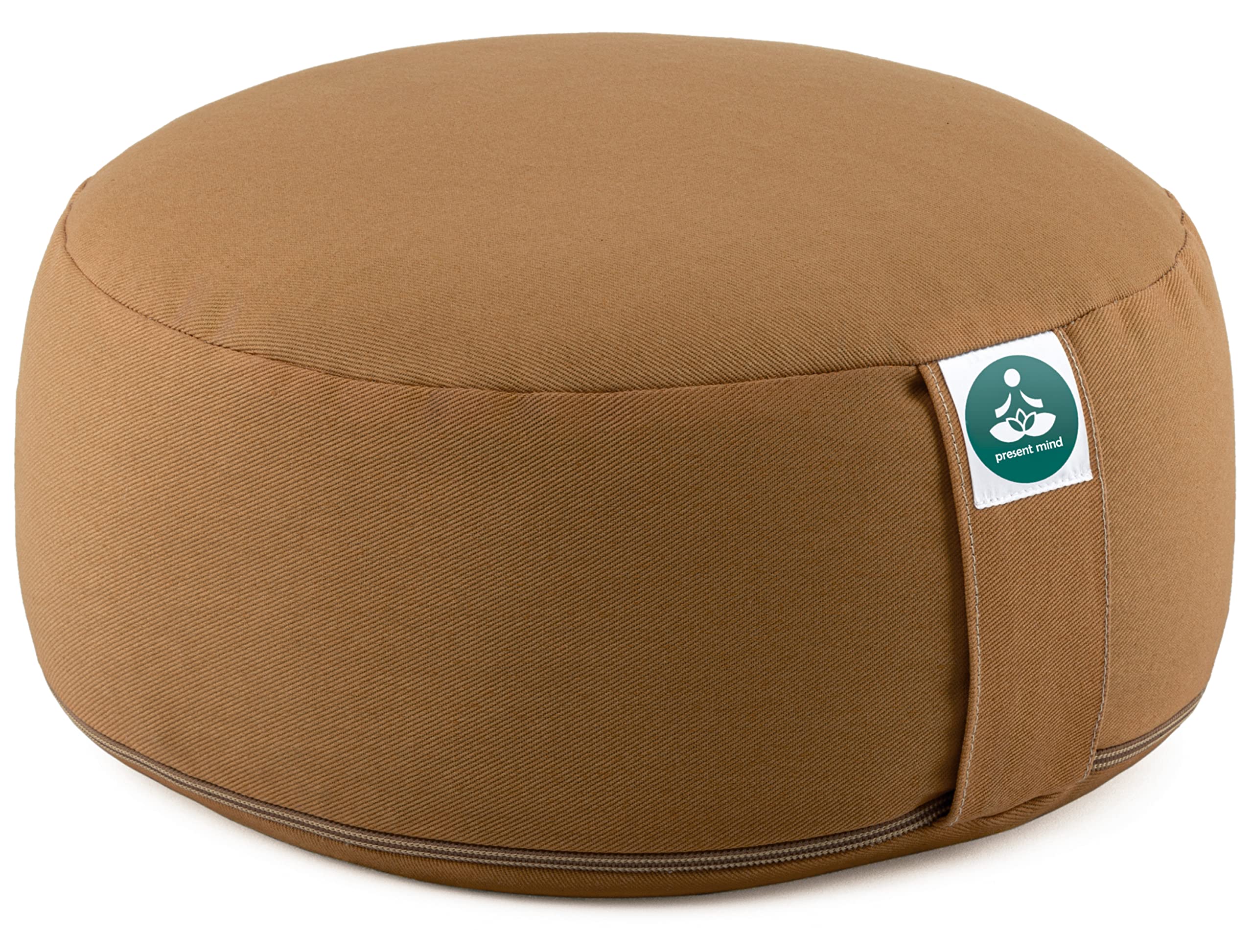 Present Mind Round Zafu Yoga Cushion (Height 16 cm) - Different Colour - High Yoga/Meditation Cushion - Made in EU - Washable Cover - 100% Natural Floor Seat