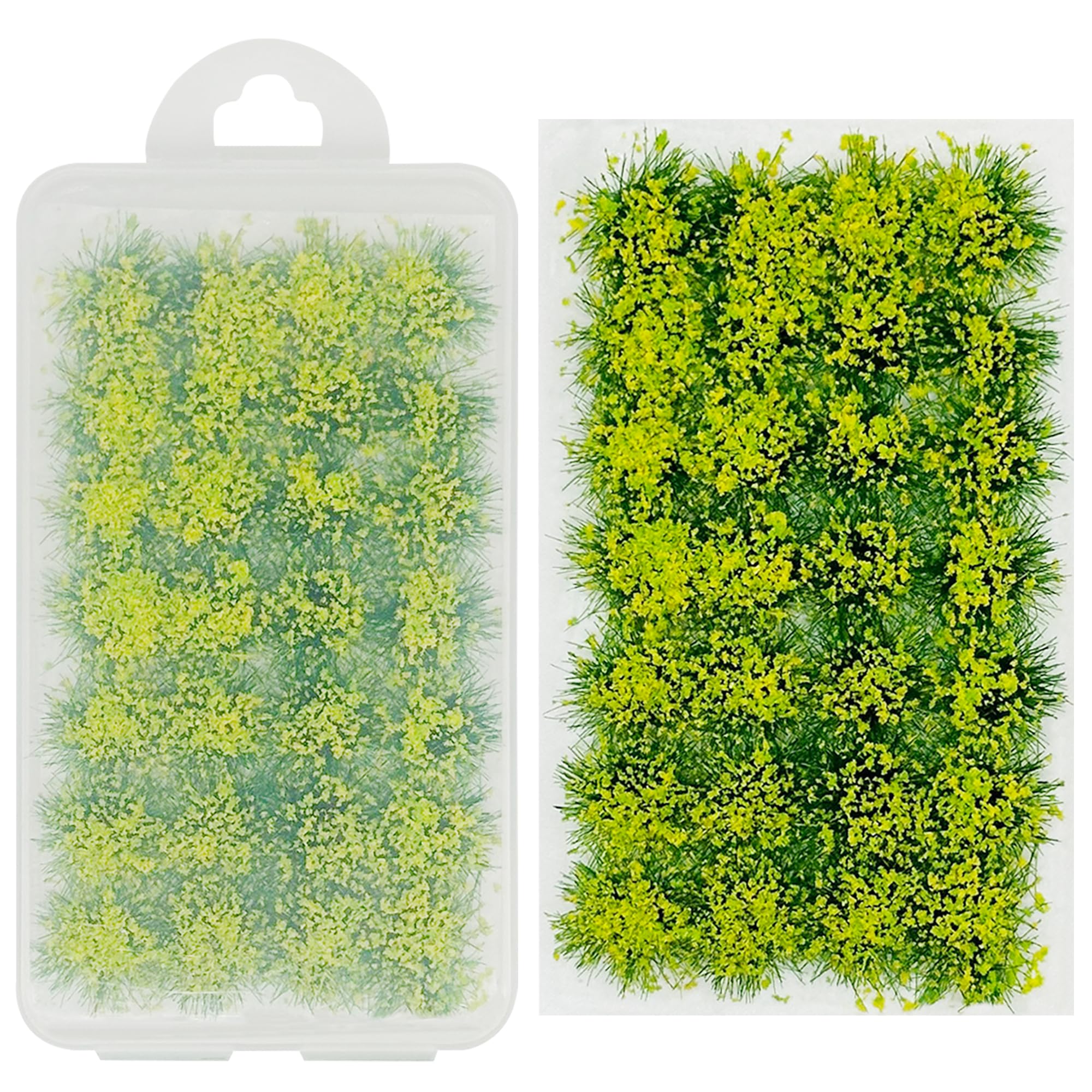 Cayway 28 PCS Flower Cluster Model, Static Grass Model Flower Vegetation Groups Grass Tufts Set for DIY Miniature Train Landscape Terrain Railway Scenery Decorations (Yellow)