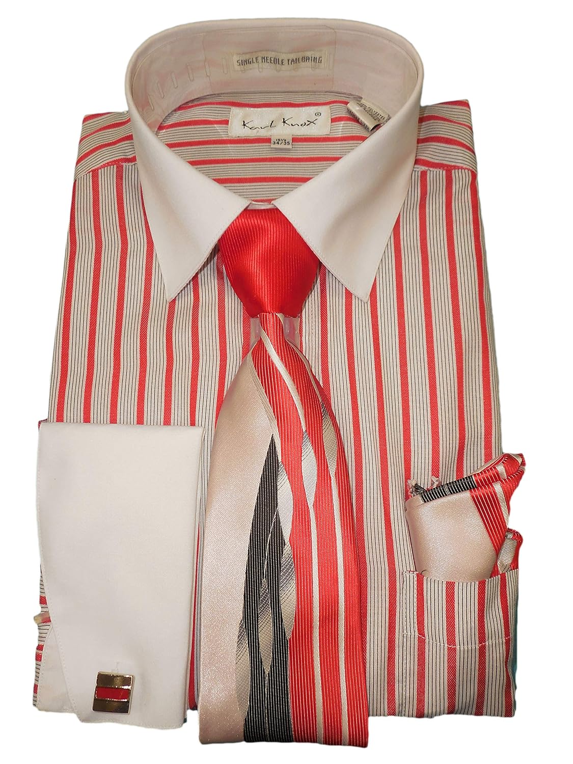 red dress with white collar and cuffs