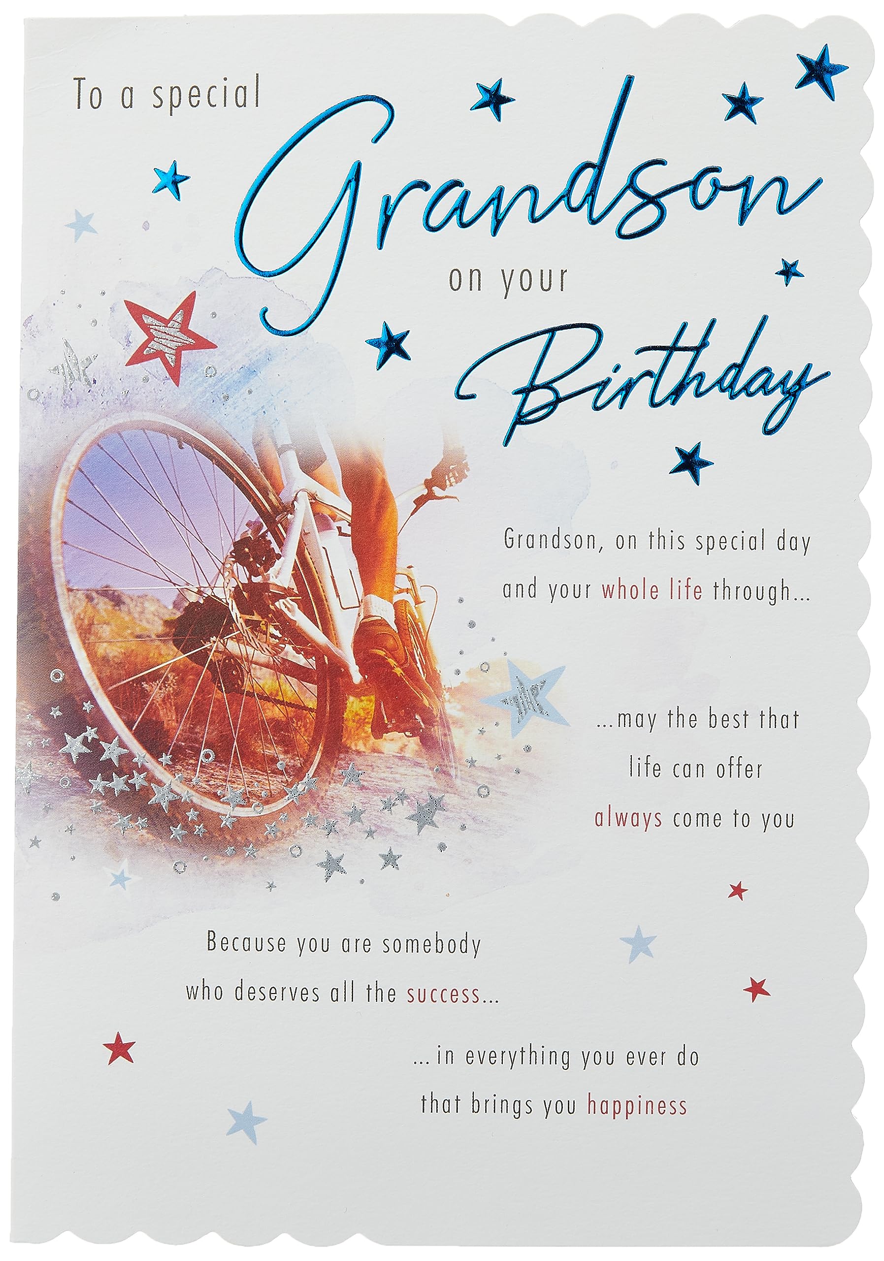 Piccadilly Greetings Traditional Birthday Card Grandson - 9 x 6 inches,red|grey|blue|pink