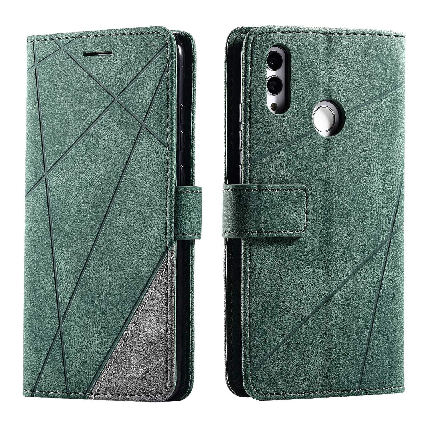 SONWO Case for Huawei Honor 10 Lite/Huawei P Smart 2019 Case, Premium Leather Flip Wallet Case Magnetic Closure Card Slots Kickstand Phone Case for Honor 10 Lite/Huawei P Smart 2019, Green