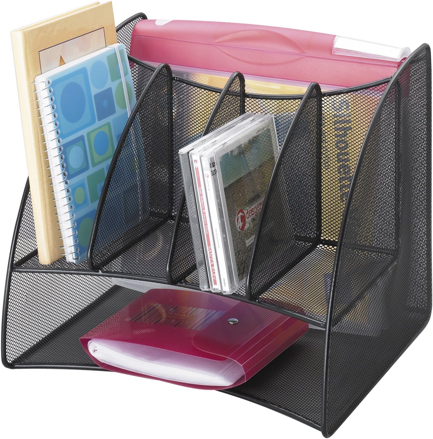 Safco Products Onyx Mesh Corner Organizer 3261BL, Black Powder Coat Finish, Durable Steel Mesh Construction, Space-Saving Functionality : Literature Organizers : Office Products