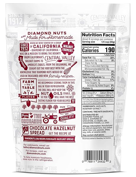 DIAMOND OF CALIFORNIA CHOPPED HAZELNUTS, 8 OUNCE (PACKAGING MAY VARY)