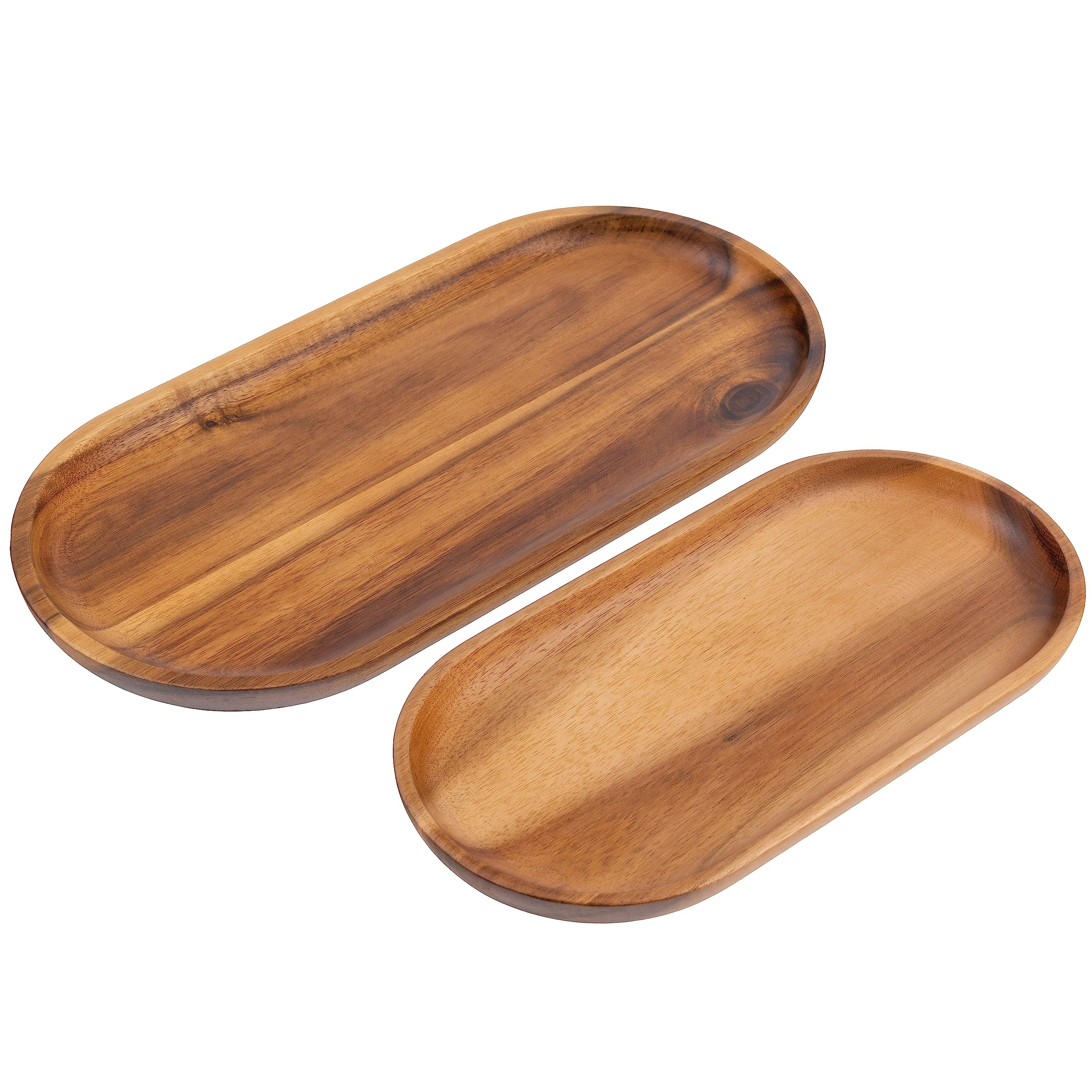 Acacia Wood Serving Trays Set of Oval Platters for Home Decor