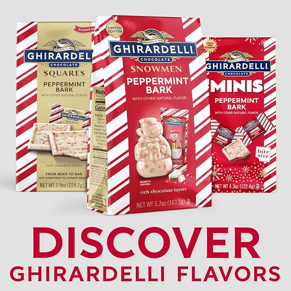 GHIRARDELLI PEPPERMINT BARK SNOWMEN – LIMITED EDITION HOLIDAY CHOCOLATE CANDY FEATURING LAYERS OF RICH CHOCOLATE LAYERS WITH FESTIVE PEPPERMINT FLAVOR, 5.7 OZ BAG