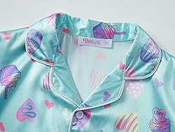 Topgal Girls Satin Coat Style Pajamas Summer Fall