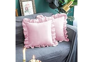 AYANSHI BEDDING Microfiber Ruffle Pillow Shams Set of 2, 26X26 - Solid Ruffled Fringe Design Covers - Soft & Breathable Unique Collection Decorative Cases - Baby Pink