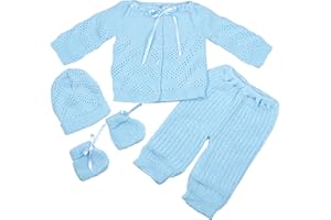 FLVFF BABY Crochet Outfit Set Newborn Clothe Boys Girls Warm Winter Beautiful Clothing 4 Pieces