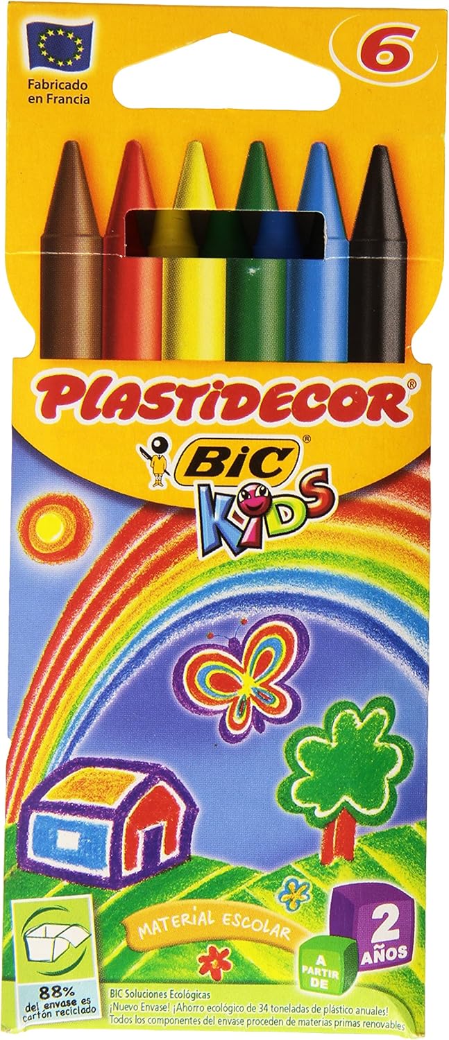 BIC Plastidecor - Estuche con 6 ceras: Amazon.es: Oficina y papelería