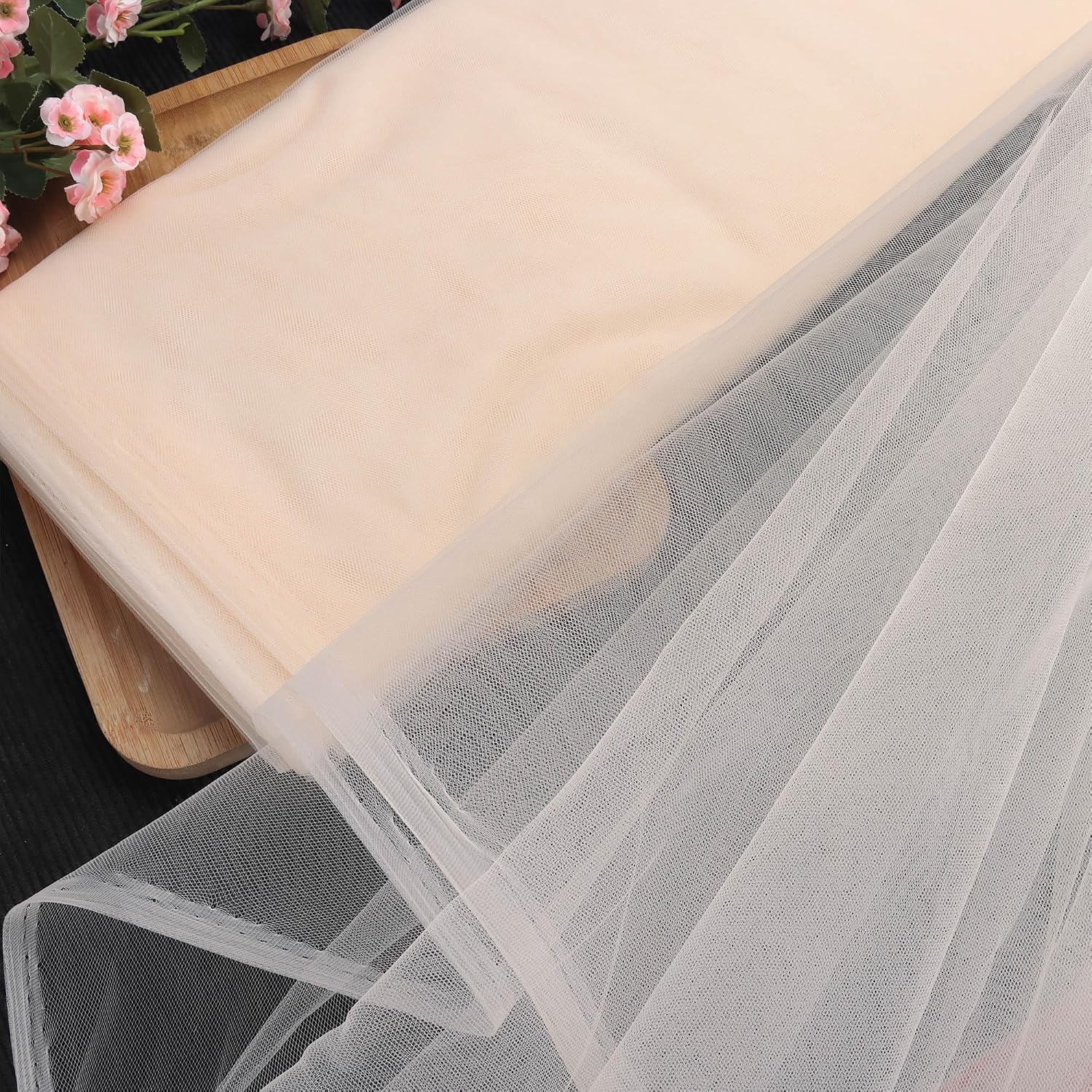 SEWVIVID 63 inch×10 Yards Tulle Fabric Bolts Spool, Polyester Netting Champagne Tulle Rolls for Birthday Party Backdrop Wedding Decor Baby Shower DIY Sewing Crafts & Gift Wrapping