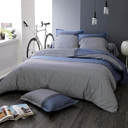 Linnea Housse De Couette 260x240 Cm Satin De Coton Enzo Bleu Amazon Fr Cuisine Maison