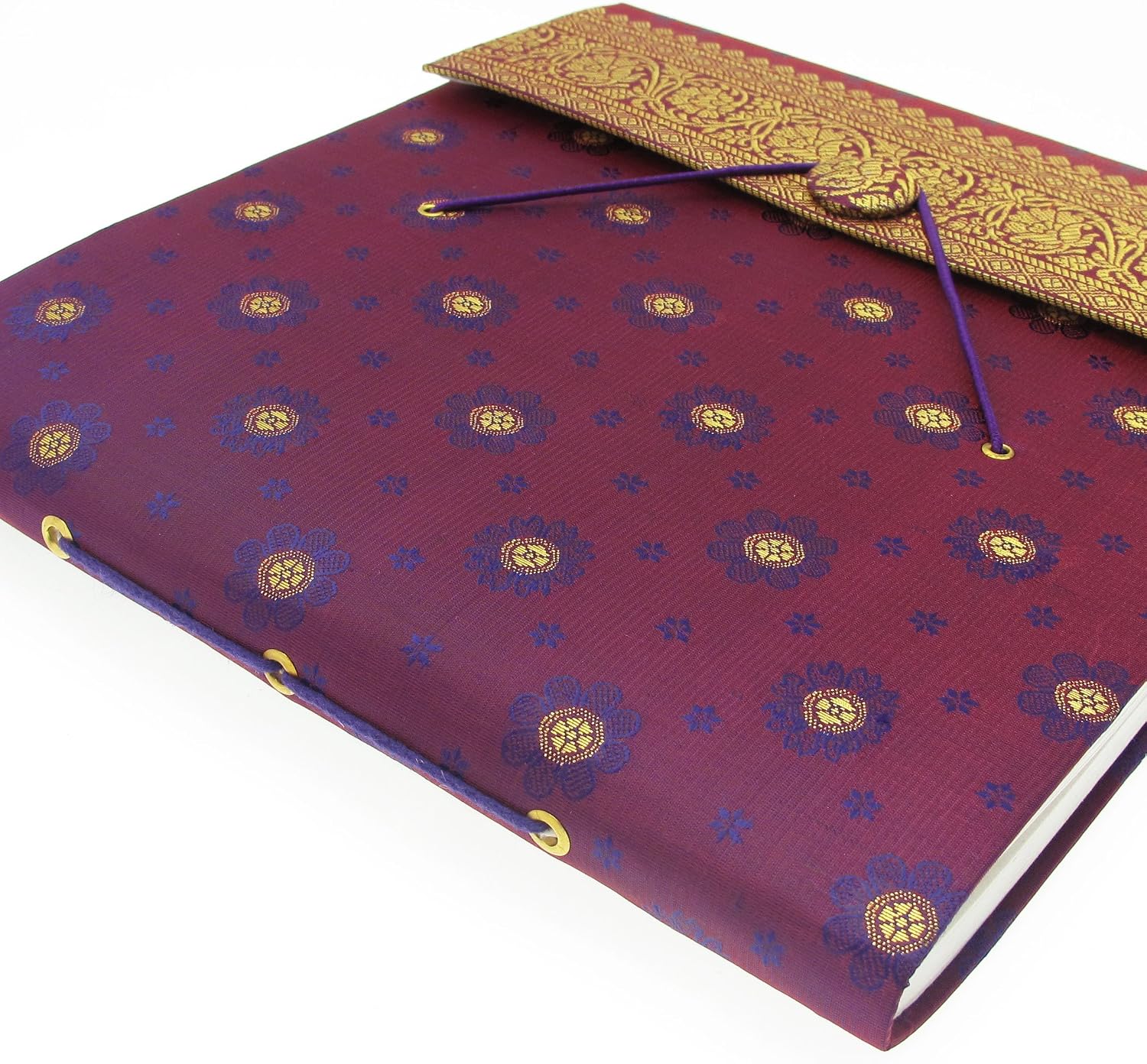 Sari Fabric Cover Photo Album Large, Purple - Image 4