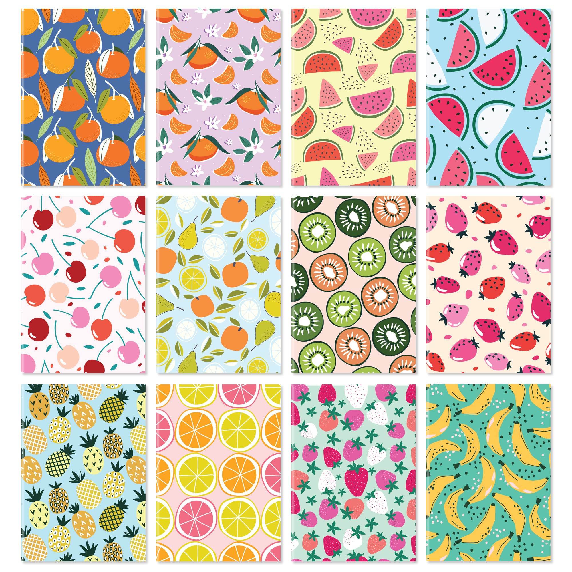 SWEETZER & ORANGE S&O Notebook Journal Set of 24 with 12 Unique Designs - Brightly Colored 3.5x5 Mini Organizer That Fit Anywhere - Durable Pocket logbook Group- Writing Pad Bulk